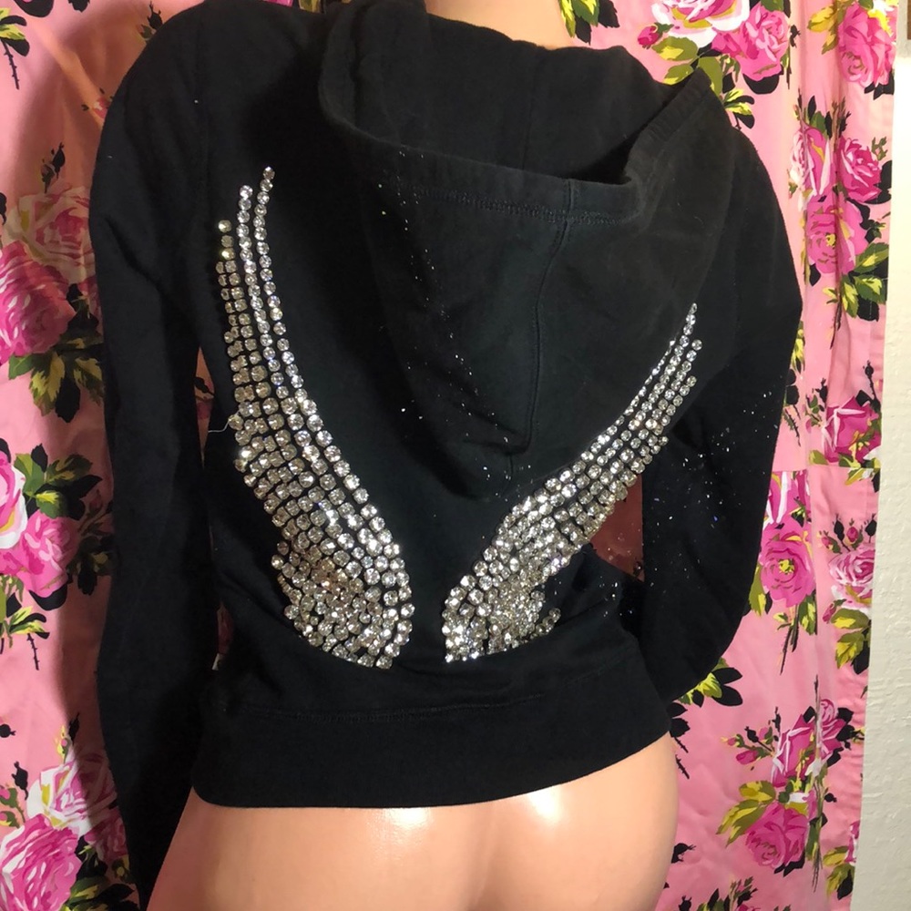 Twisted Heart Black Swarovski Crystal Angel Wings